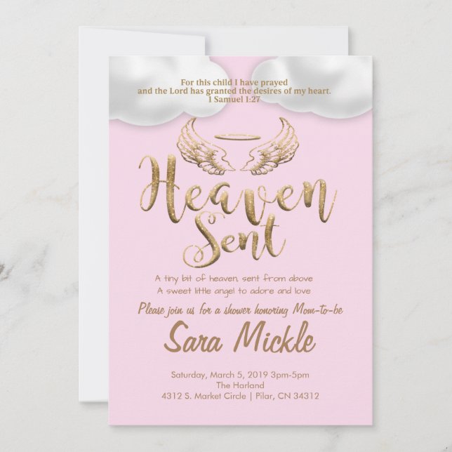 Heaven Sent:Pink Invitation (Front)