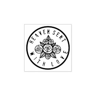 HEAVEN SENT WITH LOVE ROSES RUBBER STAMP