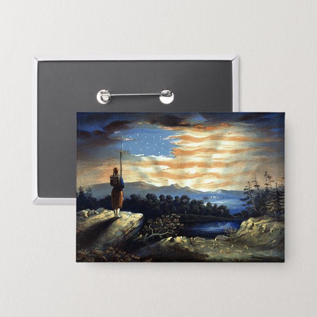 Heavenly American Flag in Sky, Zouave Civil War (Front/Back)