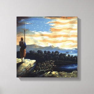 Heavenly American Flag in Sky, Zouave Civil War Canvas Print