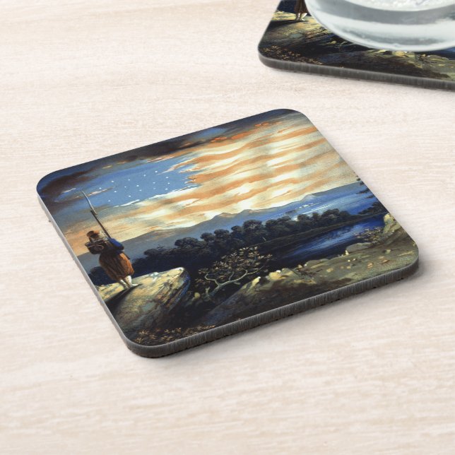 Heavenly American Flag in Sky, Zouave Civil War Coaster (Left Side)