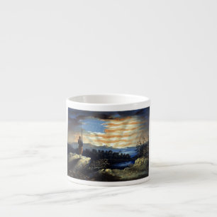 Heavenly American Flag in Sky, Zouave Civil War Espresso Cup