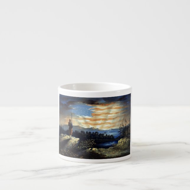 Heavenly American Flag in Sky, Zouave Civil War Espresso Cup (Front)