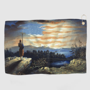 Heavenly American Flag in Sky, Zouave Civil War Golf Towel