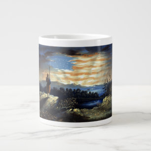 Heavenly American Flag in Sky, Zouave Civil War Large Coffee Mug
