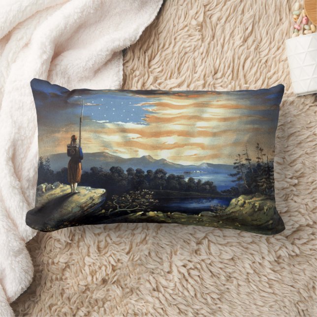 Heavenly American Flag in Sky, Zouave Civil War Lumbar Cushion (Blanket)