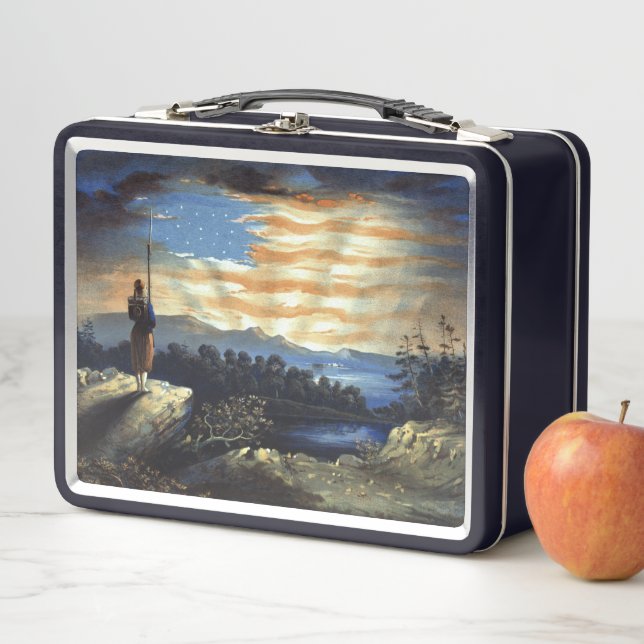 Heavenly American Flag in Sky, Zouave Civil War Metal Lunch Box (In Situ)