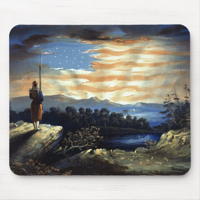 Heavenly American Flag in Sky, Zouave Civil War Mouse Mat (Front)