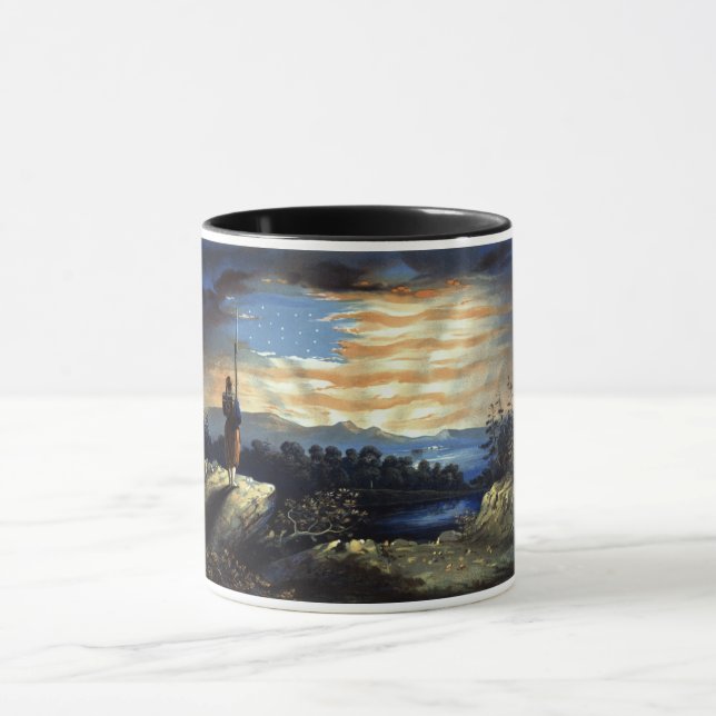 Heavenly American Flag in Sky, Zouave Civil War Mug (Center)