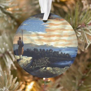 Heavenly American Flag in Sky, Zouave Civil War Ornament