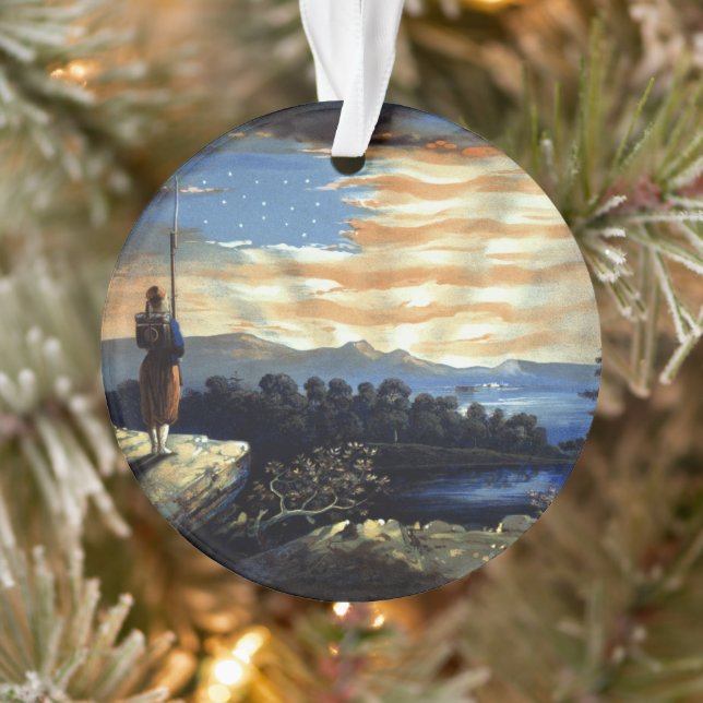 Heavenly American Flag in Sky, Zouave Civil War Ornament (Tree)