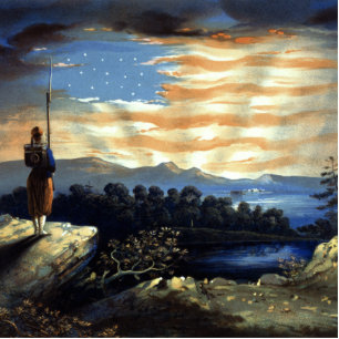 Heavenly American Flag in Sky, Zouave Civil War Photo Sculpture Magnet