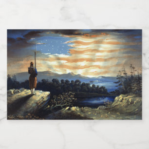 Heavenly American Flag in Sky, Zouave Civil War Sparkling Wine Label