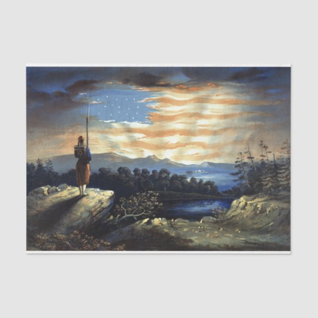 Heavenly American Flag in Sky, Zouave Civil War Tissue Paper (Front)