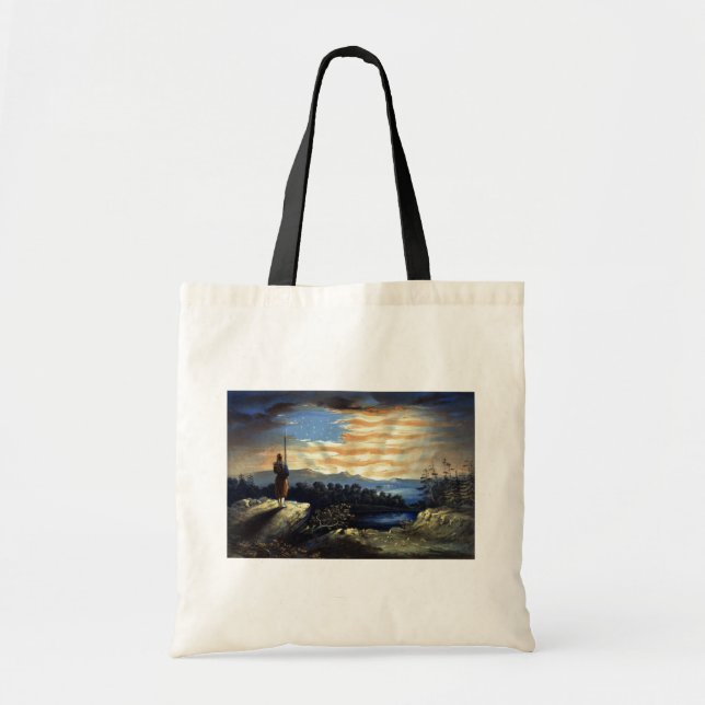 Heavenly American Flag in Sky, Zouave Civil War Tote Bag (Front)