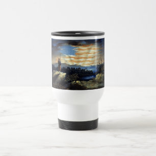 Heavenly American Flag in Sky, Zouave Civil War Travel Mug