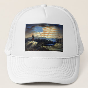 Heavenly American Flag in Sky, Zouave Civil War Trucker Hat