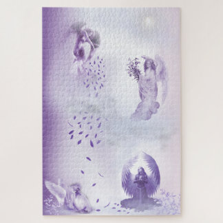 Heavenly Amethyst Angels at Rest Jigsaw Puzzle