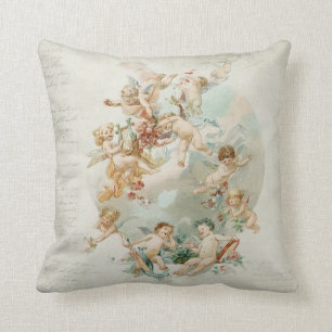 Heavenly Angel Cherubs Vintage Script Cushion