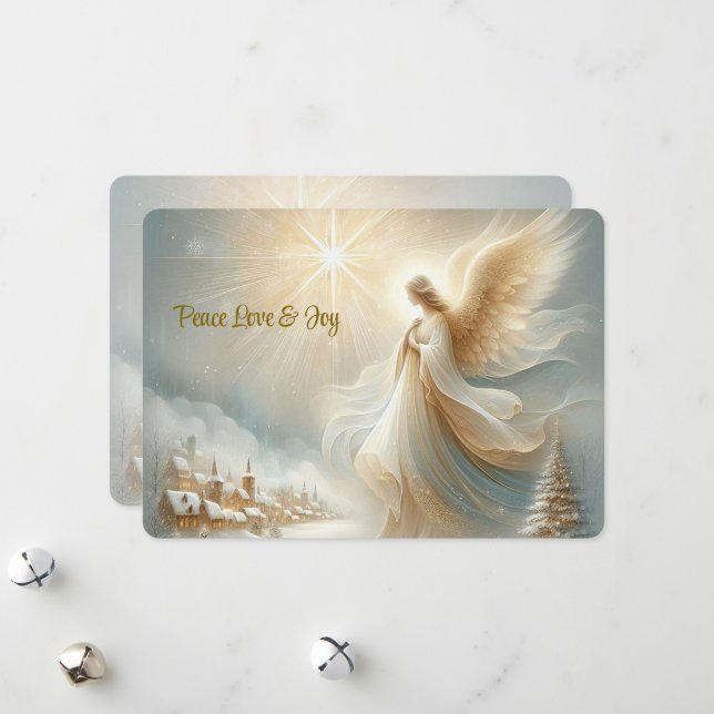 Heavenly Angel Christmas Card - Flat Holiday Card (Front/Back In Situ)