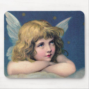 Heavenly angel daydreaming on a cloud in the sky mouse mat