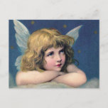 Heavenly angel daydreaming on a cloud in the sky postcard<br><div class="desc">Vintage illustration of a heavenly angel daydreaming on a cloud in the sky.</div>