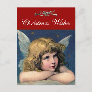 Heavenly Angel Girl Christmas Horns Personalized Holiday Postcard