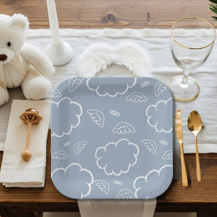  Heavenly Angel Halo Cloud  Blue   Paper Plate