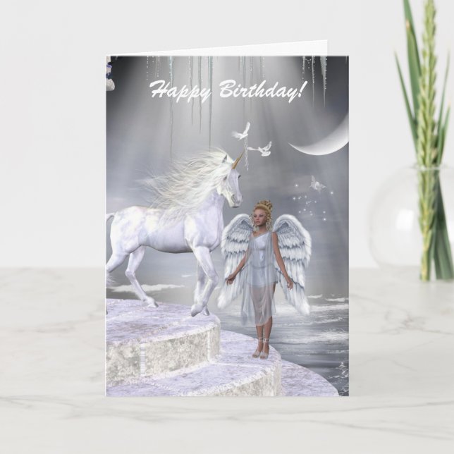 Heavenly Angel Unicorn Scene Card (Front)
