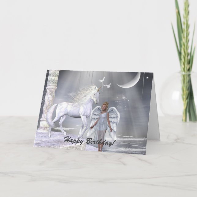 Heavenly Angel Unicorn Scene Card (Front)