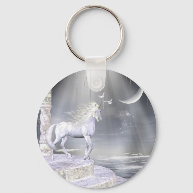 Heavenly Angel Unicorn Scene Key Ring (Front)