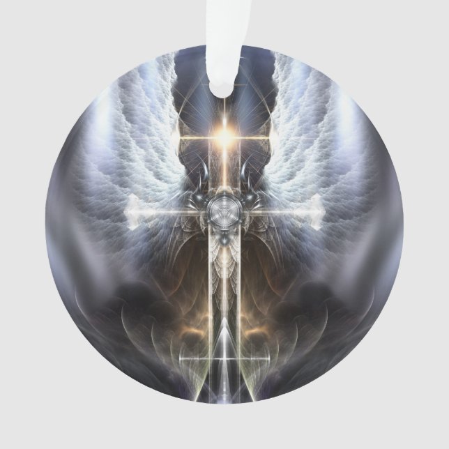 Heavenly Angel Wing Cross Acrylic Ornament (Front)