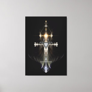 Heavenly Angel Wing Cross Canvas Print NWGBGBL