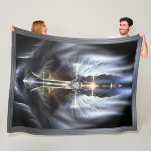 Heavenly Angel Wing Cross Fractal Art Composition Fleece Blanket