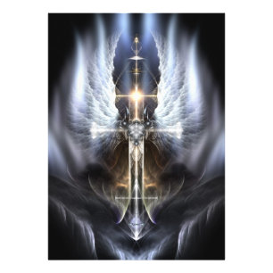 Heavenly Angel Wing Cross Fractal Art Composition Photo Print