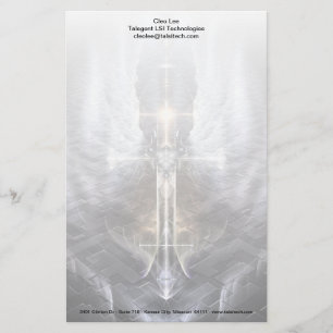 Heavenly Angel Wing Cross Fractal Art Stationery