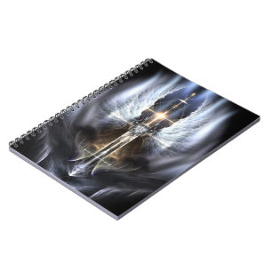 Heavenly Angel Wing Cross Fractal Spiral Notebook