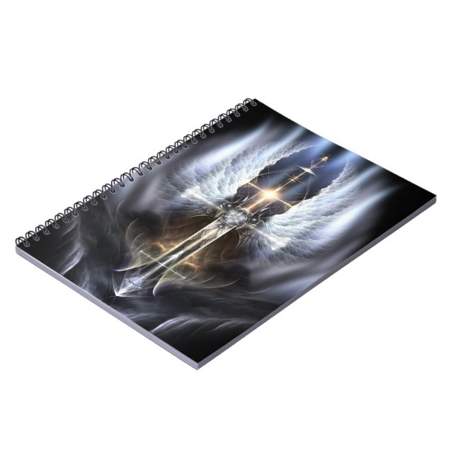 Heavenly Angel Wing Cross Fractal Spiral Notebook (Left Side)