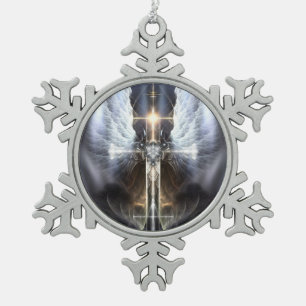 Heavenly Angel Wing Cross Snowflake Ornament