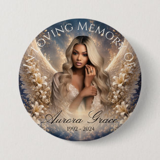 Heavenly Angel Wings Memorial Button