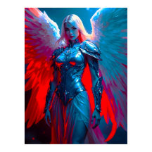 Heavenly angelic beauty in silver armor