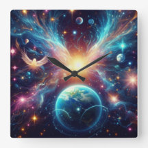 Heavenly Angels on a Square Wall Clock