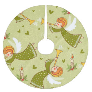 Heavenly Angels: Vintage Childish Pattern Brushed Polyester Tree Skirt