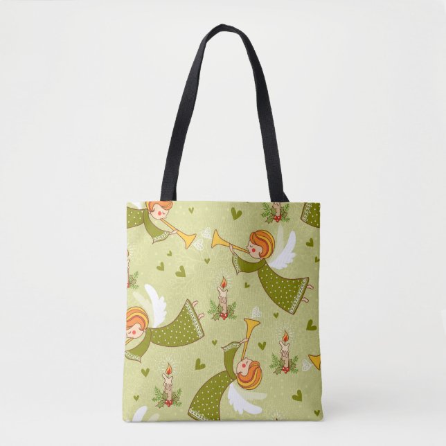 Heavenly Angels: Vintage Childish Pattern Tote Bag (Front)