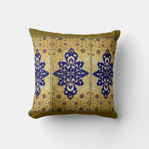 Heavenly Artistic Blue and Golden Pillow