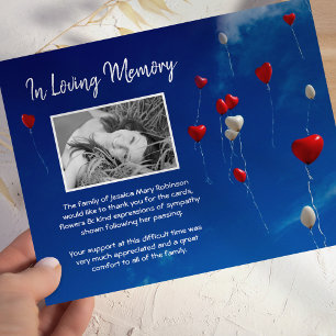 Heavenly Balloons Funeral Photo Thank You Card