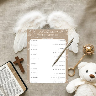 Heavenly Beige Biblical Baby Names Match-Up Invitation