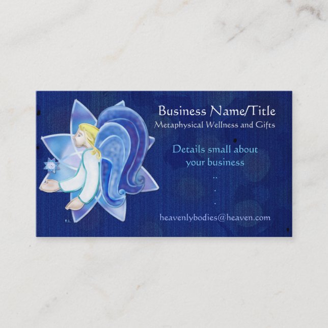 Heavenly Beings Angel Folk Art MEDIUM LIGHT WORKER Business Card (Front)