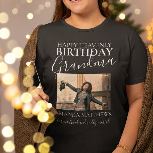 Heavenly Birthday Grandma   Photo Memorial T-Shirt