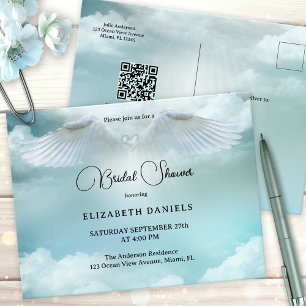 Heavenly Blessings Angel Bridal Shower Invitation Postcard